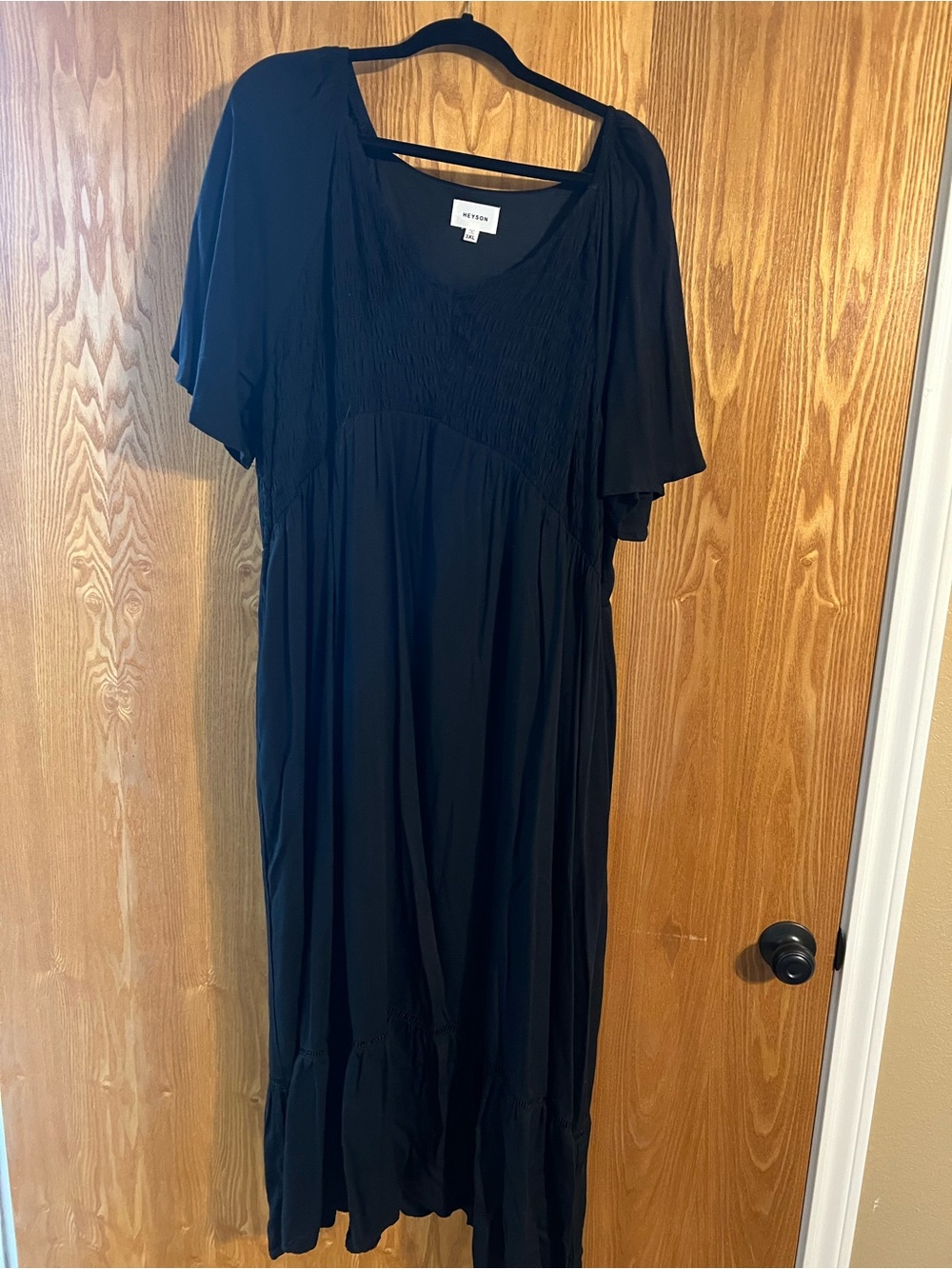 Black Maxi Dress with Smocked Bodice by Mossimo